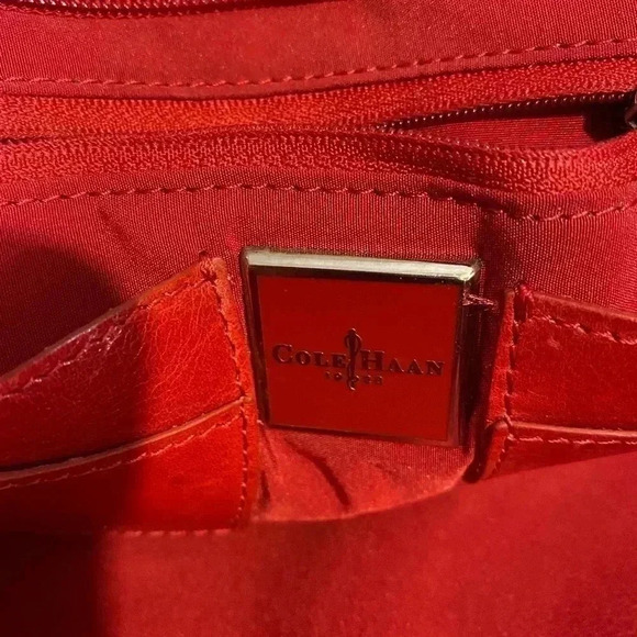 Cole Haan red leather satchel handbag - Picture 10 of 14